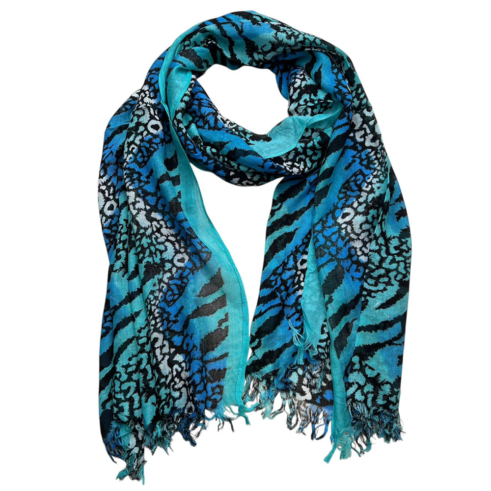 a654beea-444c-4045-8d25-e54957b3d4b7 Turquoise Printed Viscose Scarf - Long Boho Scarf 72inchx22inch - View 2