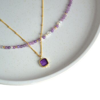 Stylish Detachable All-Match Purple Crystal Necklace For Women - View 2