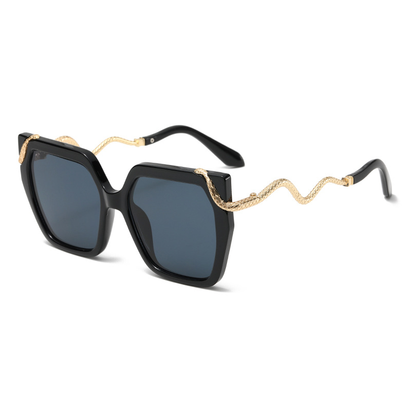 a8ebcdd6-9135-4795-beb0-66c3baa53964 Retro Square Snake Pattern Temple Sunglasses For A Stylish - View 5