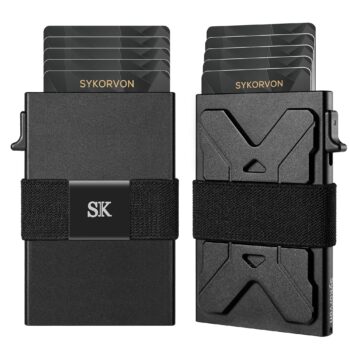 Minimalist Card Holder Wallet For Men, Aluminum Slim Metal Wallet With Money Band, RFID Blocking Up Wallet, Holds 12Cards Plu