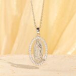 zircon necklace European And American Creative Madonna Figurine Copper Necklace With Zircon Inlays