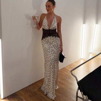 Polyester Hollow-out Lace Patchwork Dress - Main product image