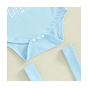 3pcs Set Baby Costume Set, Long Sleeved Letter Rabbit Print Jumpsuit, Carrot Print Suspender Pants, Hat Set - View 2