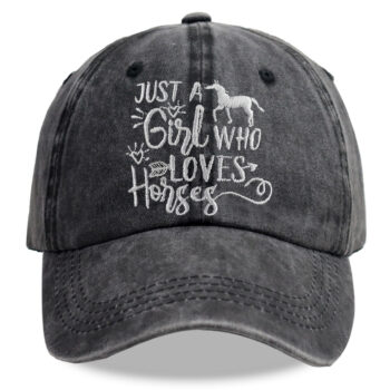 Girl Who Loves Horses Hat For Men Women, Adjustable Embroidered Wash Cotton Baseball Cap - View 2