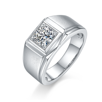 Men's 1-carat Luxury And Fashionable Light Luxury Jewelry Silver Ring Set With Top-quality Moissanite, S925 Silver-plated Pla