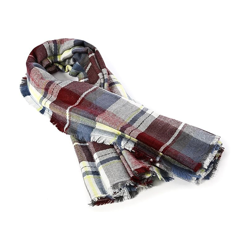 af806048-201f-4909-ace2-d47a61584814 59in brown scarf 59 X 59in Brown Womens Scarf Plaid Tassel Soft Warm Blanket Scarves