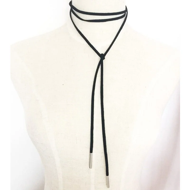 ali-2252799819908106-5-50405 2pcs/lot Fashion Trendy Choker Necklace Black Leather - View 6