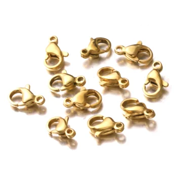 gold necklace - 20pcs/lot Stainless Steel Rose Gold Lobster Clasp Hooks for