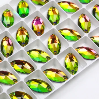 horse eyesewing gems - Horse EyeSewing Gems AB Flatback Rhinestones Glitter Sew On