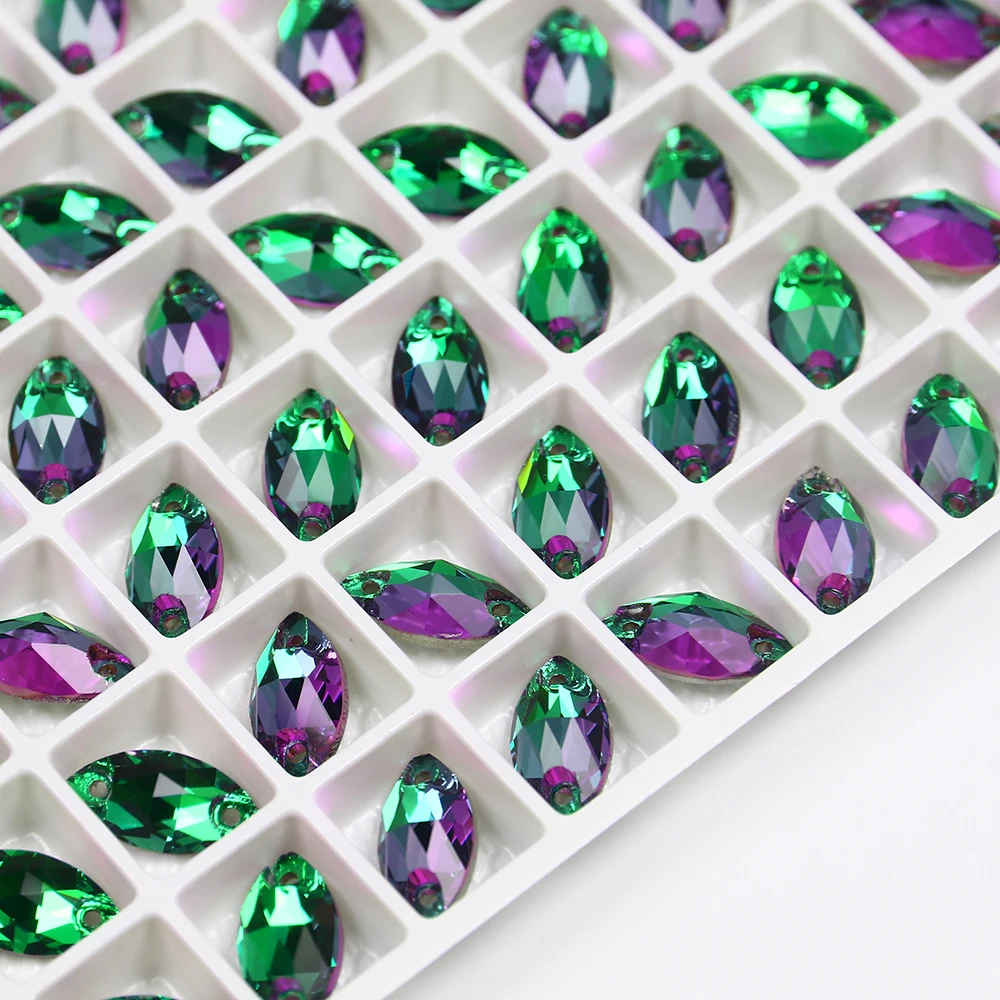 ali-3256801082949913-1-62310 Horse EyeSewing Gems AB Flatback Rhinestones Glitter Sew On - View 2