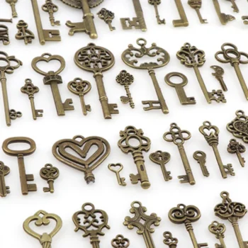 10pcs Vintage Metal Mixed Keys Charms Key Pendants Necklace - View 2