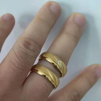 Western Wedding Rings Set for Couples African 18k Gold - View 2
