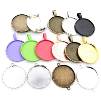 10pcs/lot 25mm Cabochon Pendant Trays Round Bezel Blanks - View 2