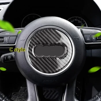 car carbon fiber - Car Carbon Fiber Steering Wheel Logo Sticker Frame Cover