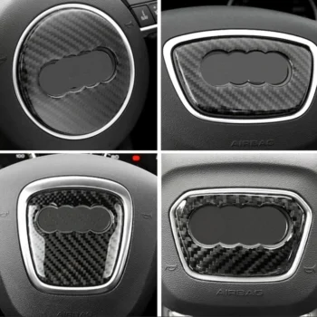 Car Carbon Fiber Steering Wheel Logo Sticker Frame Cover - View 2