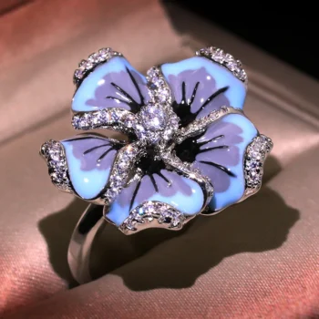 Milangirl Jewelry For Woman Gorgeous Blue Flower Ring - View 2