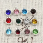 silver necklace - 12pcs Charms Birthstone Birth Stone 10x7mm Pendants DIY