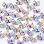 sizes round resin - 7 Sizes Round Resin Sew on Rhinestone Crystal AB Silver