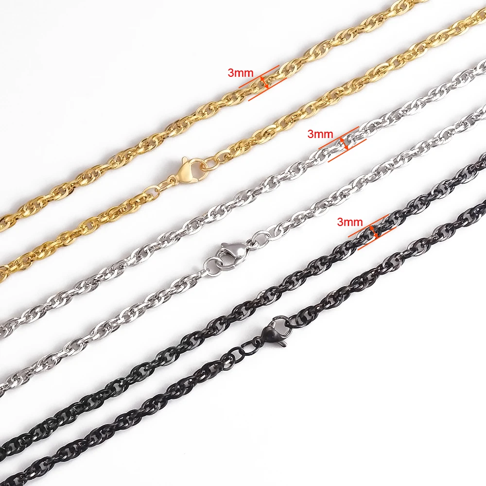 ali-3256801179350040-4-16083 1 piece Width 3mm Stainless steel Double Cable Square Chain - View 5