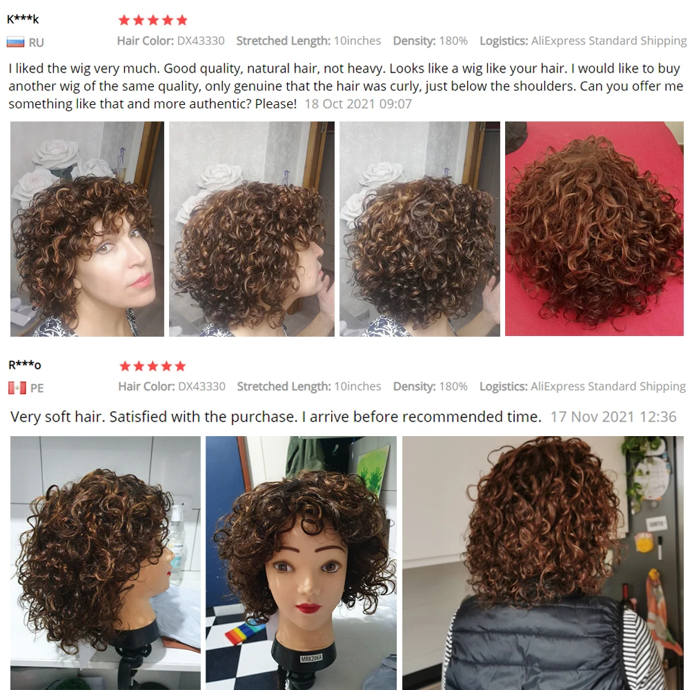 ali-3256801220217015-4-66854 Sleek Curl Human Hair Wigs For Women Short Bob Wig With - View 5