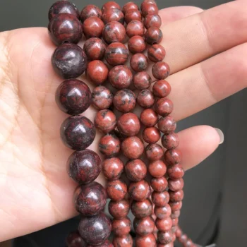 Natural Stone Beads Smooth Red Jaspers Round Loose Spacer - View 2