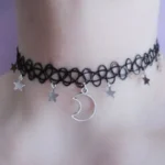 tattoo choker grunge - moon and stars necklace - tattoo choker - grunge choker