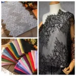 3meters/lot 40cm wide - 3meters/lot 40cm Wide White Black Polyester Floral