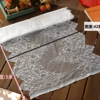 3meters/lot 40cm Wide White Black Polyester Floral - View 2