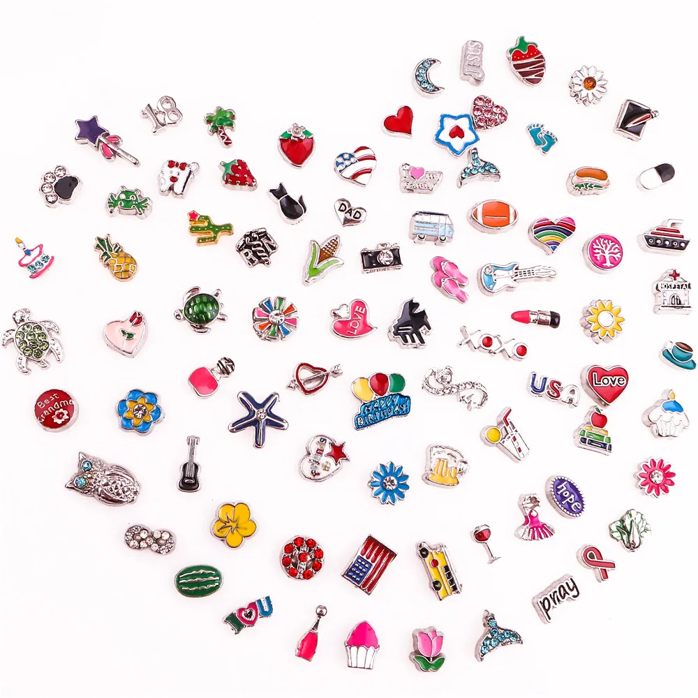 ali-3256801251152788-0-73197 necklace - 60pcs/lot Mixed random sales floating charms Suitable for