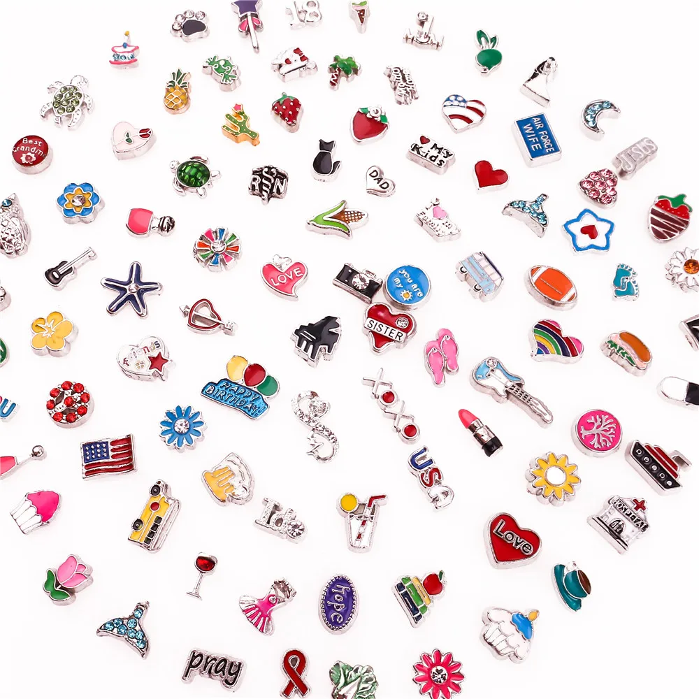 ali-3256801251152788-1-36064 60pcs/lot Mixed random sales floating charms Suitable for - View 2