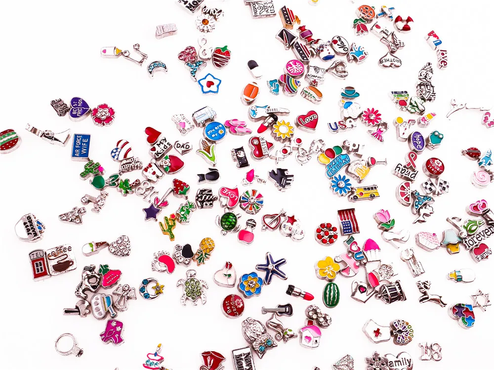 ali-3256801251152788-2-18636 60pcs/lot Mixed random sales floating charms Suitable for - View 3