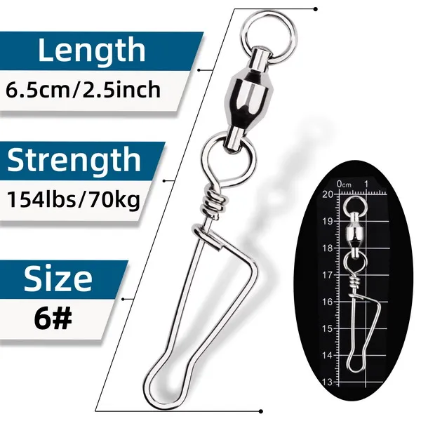 ali-3256801251625746-5-71729 20pcs/bag Rolling Barrel Fishing Swivels T Shape Nice Snap - View 6