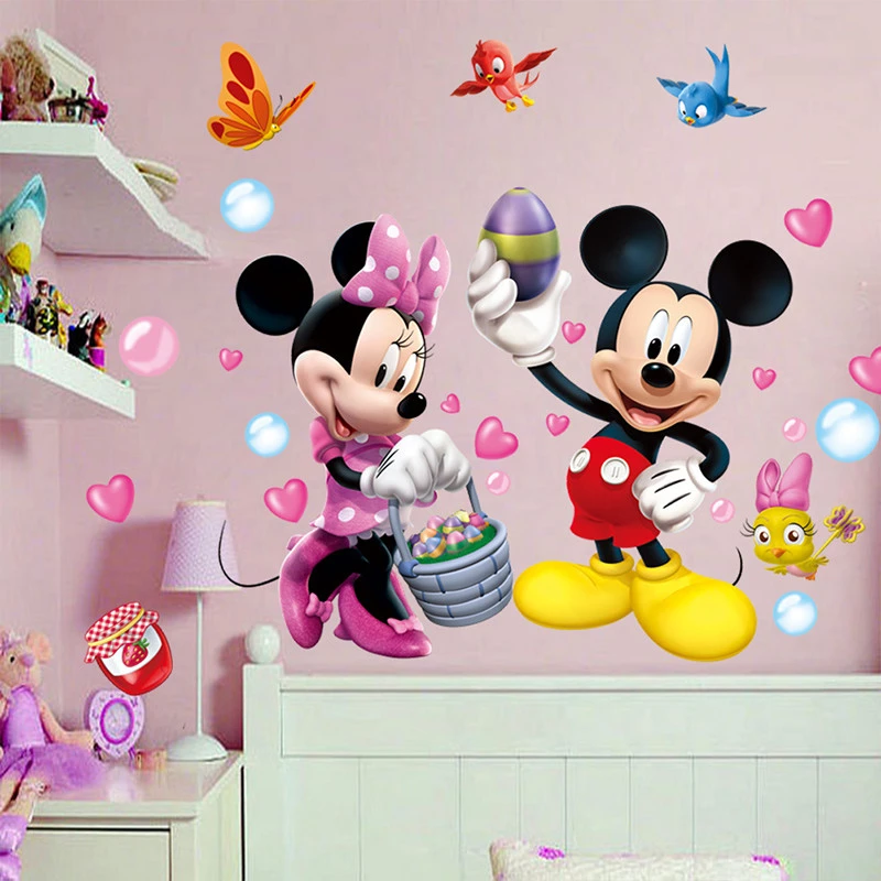 ali-3256801407764923-0-54973 cartoon mickey minnie - 3D Cartoon Mickey Minnie Wall Stickers For Kids Room