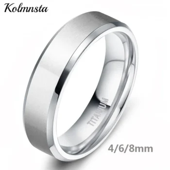 silver ring - Kolmnsta 8/6/4mm Silver Color Men's Titanium Ring Brushed