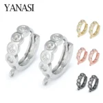 zircon earring - Round Circle 14mm Zircon Earring Hooks Accessories for DIY