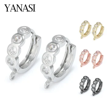 zircon earring - Round Circle 14mm Zircon Earring Hooks Accessories for DIY