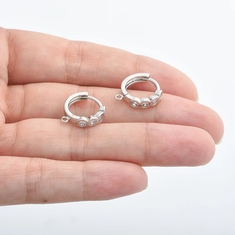 ali-3256801457747682-2-67698 Round Circle 14mm Zircon Earring Hooks Accessories for DIY - View 3