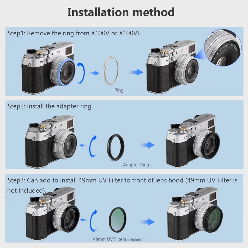 ali-3256801460336129-3-47204 Haoge Lens Filter Adapter Ring for Fujifilm Fuji X100VI - View 4