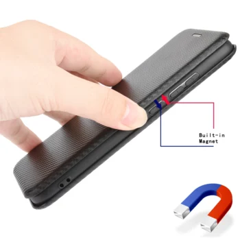 Carbon Fiber Magnetic Flip Cover Case for IPhone 15 14 13 - View 2