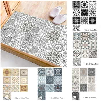 10pcs retro pattern - 10pcs Retro Pattern Matte Surface Tiles Sticker Transfers