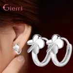silver earring - Gift for Girlfriend Daughter Girls Flower 5 Leaf Hoop