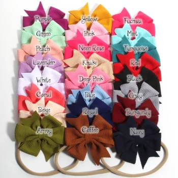 10PCS 9CM 3.54" New Fashion Hair Bows Headband Waffle - View 2