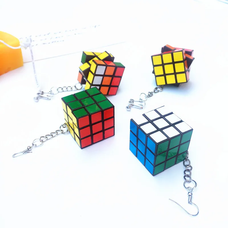 ali-3256801540517880-3-6149 Donarsei Funny Resin 3D Magic Cube Drop Earrings For Women - View 4