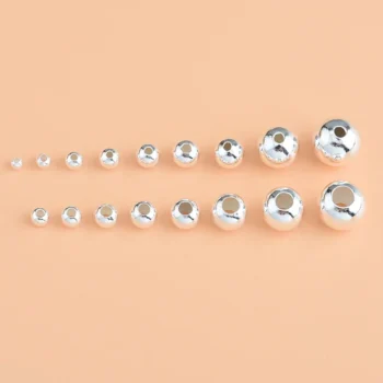 silver necklace - 20PCS 925 sterling silver round bead accessories Handmade