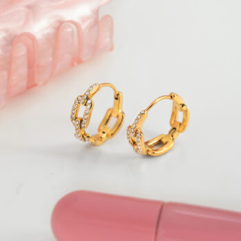 Womens White Zircon Chain Stainless Steel Earrings - View 2