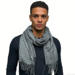 2pcs deep fringe 2pcs Deep Fringe Adds Movement Grey Acrylic Scarf With Fringe ,Luxe Look For Evening Wear,Scarf,vacation,dai