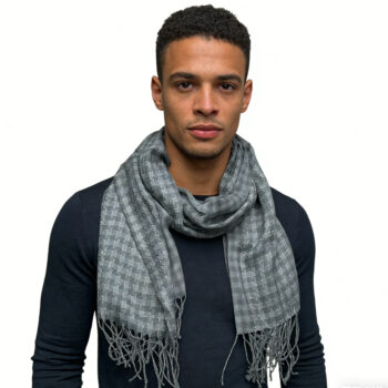 2pcs deep fringe 2pcs Deep Fringe Adds Movement Grey Acrylic Scarf With Fringe ,Luxe Look For Evening Wear,Scarf,vacation,dai