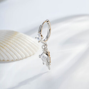 Retro Dark-Style Diamond-Shaped Feather Pendant Earrings - View 2