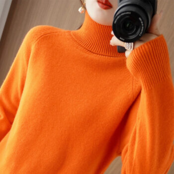 Women's Fashion High Collar Knitted Sweater - View 2
