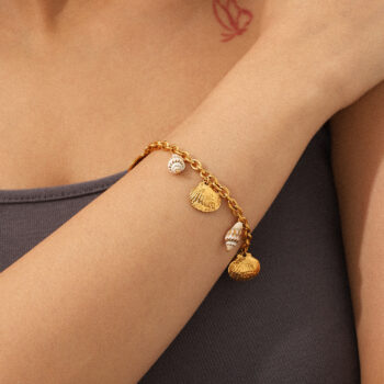 stainless steel bracelet Ocean-style Stainless Steel Bracelet With Shell And Conch Designs